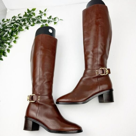 Tory Burch Knee High Riding Tall Leather Brown Boots 8